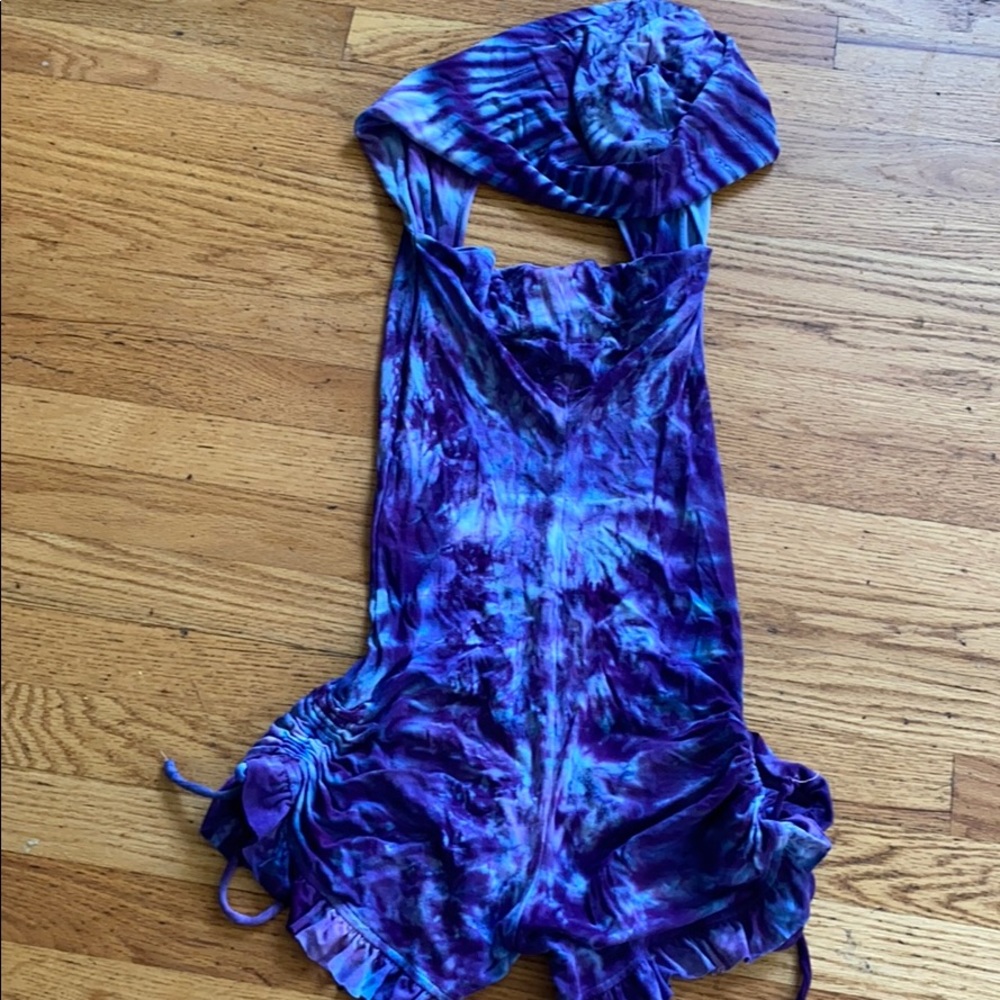 Warrior Within Vibrant Blue and Purple Women's Tiedye Romper Shortsie